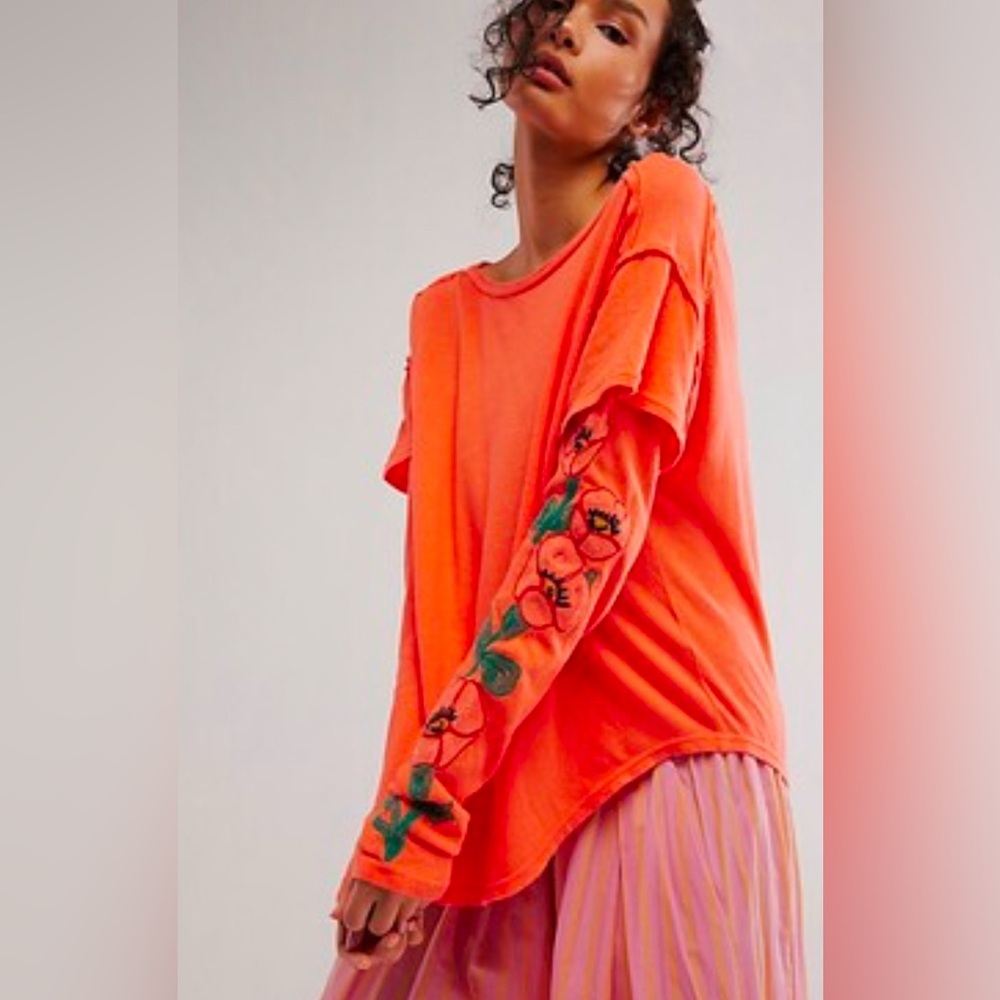 NWOT Free People Not Your Poppys Long-Sleeve Tee size small